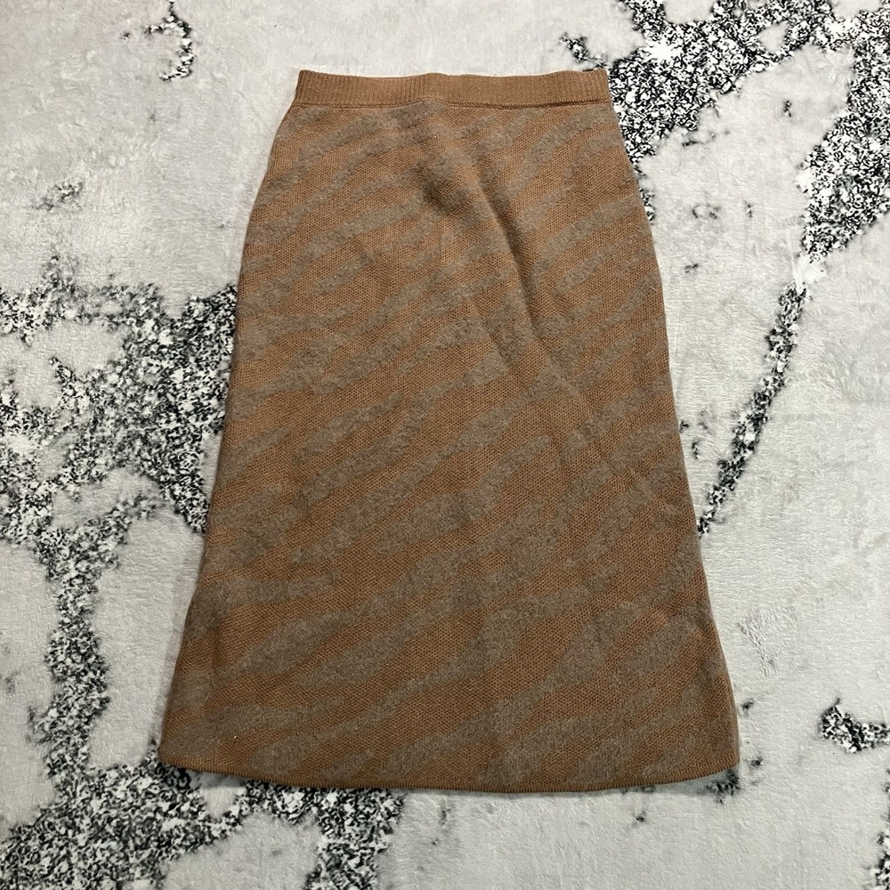 Everlane Skirt Womens‎ Size Medium Brown Zebra Animal Print Pull On Sweater Knit